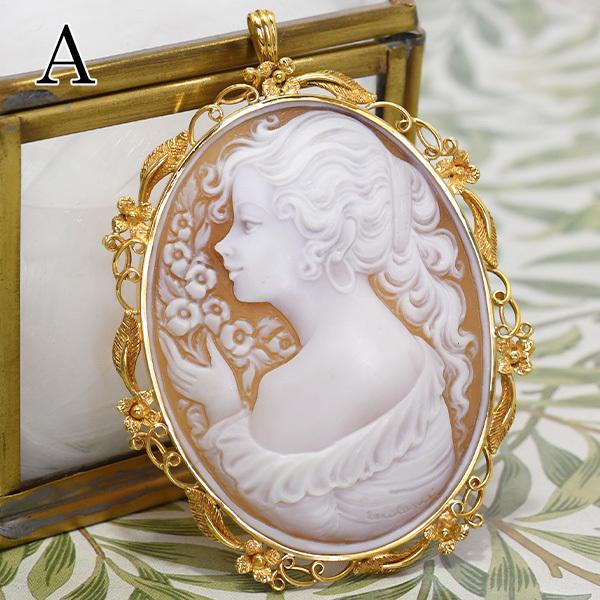 カメオブローチペンダント 楽天市場】K18 シェルカメオ ブローチ ペンダント : 宝寿堂【楽天市場店】
