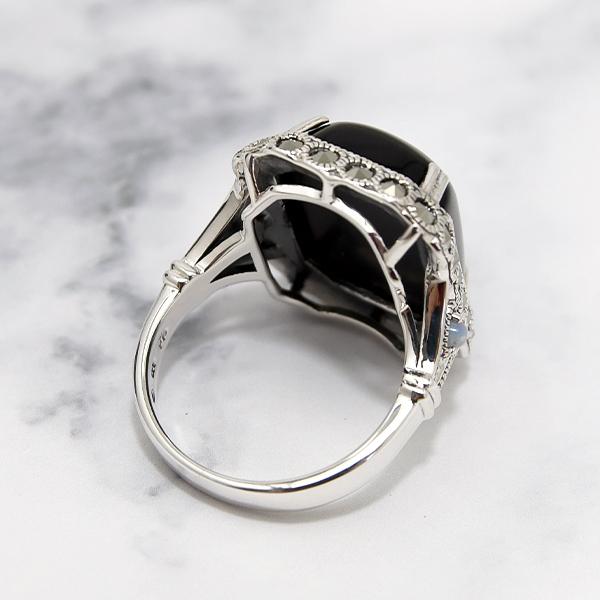 碌山 オニキス オパール リング 存在感ある引き締めブラック RP