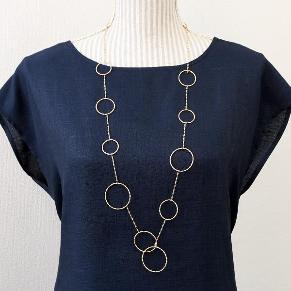 K18YG サークル ラリエット ロングネックレス イエローゴールド