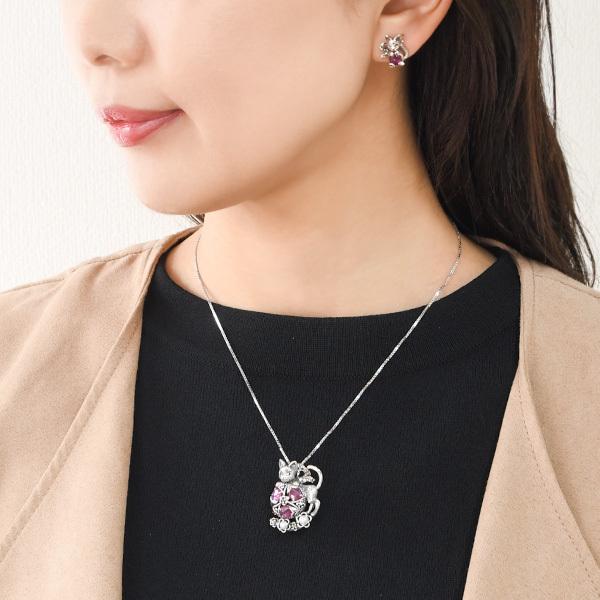 碌山 おしゃれ子猫の ルビー ピアス イヤリング RP 202E0515 -TY