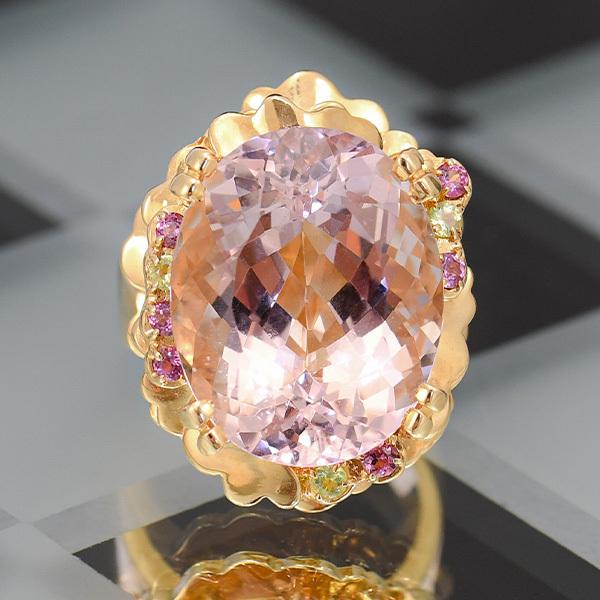 17.92ct 天然 モルガナイト K18YG リング 12号 素晴らしいピンクの輝き 