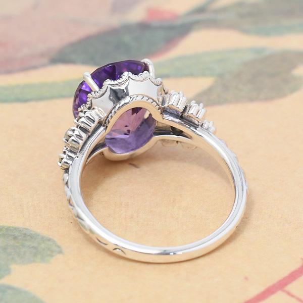 碌山 アメジスト オパール リング エレガントなアンティークデザイン