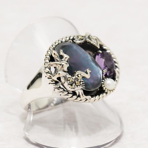 碌山 鳥獣戯画 相撲 リング 高山寺公式 アメジスト トリプレット