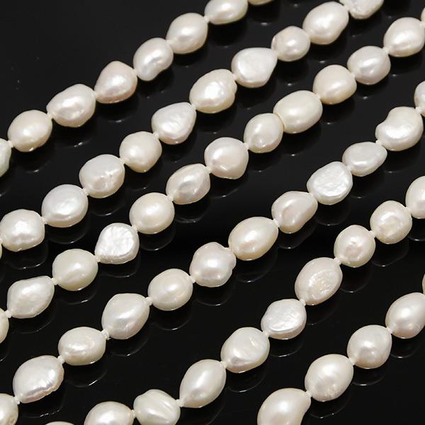 現品限り】 100cm バロックパール ロングネックレス オールノット てり  