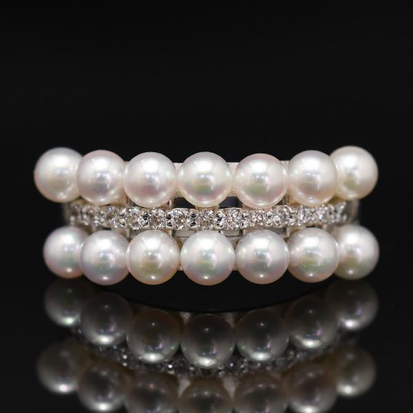 ベビーパール ダイヤモンド K18WG リング 12号 希少な上質アコヤベビー
