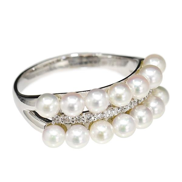 ベビーパール ダイヤモンド K18WG リング 12号 希少な上質アコヤベビー