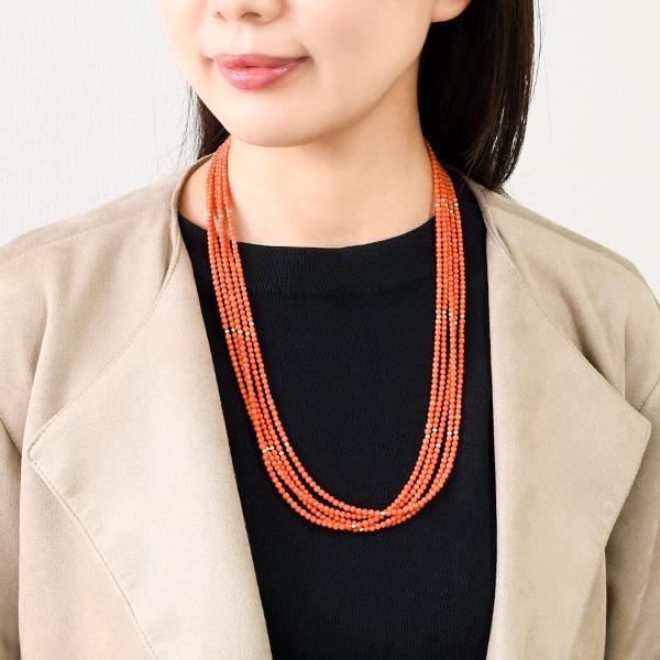 赤珊瑚　9連ロングネックレス 南国高知 土佐の海から 宝石珊瑚 赤珊瑚ロングネックレス R50528H1