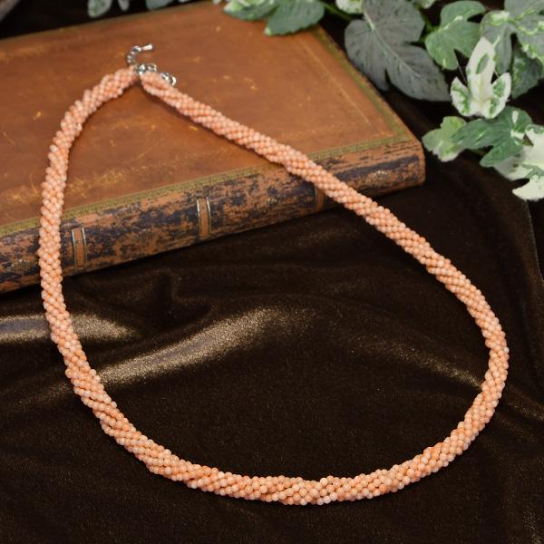 ピンク 深海珊瑚 6連 ネックレス はんなり桃色 ボリュームマチネ
