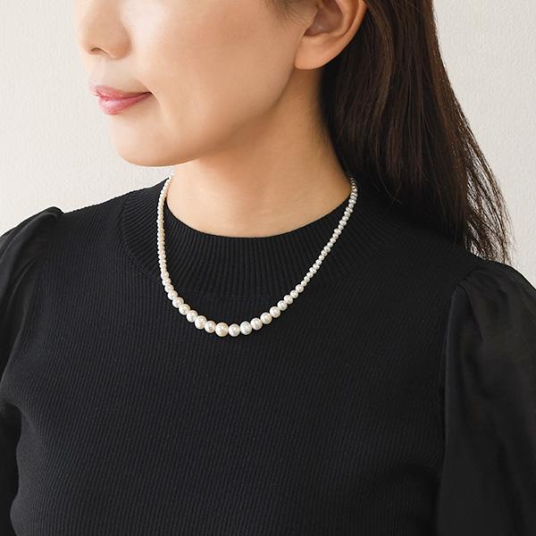 8mm ホワイト 淡水真珠 グラデーション ネックレス 可憐なパール