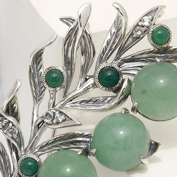 碌山 ウィリアムモリス 柳 グリーンクォーツ ブローチペンダント 国内