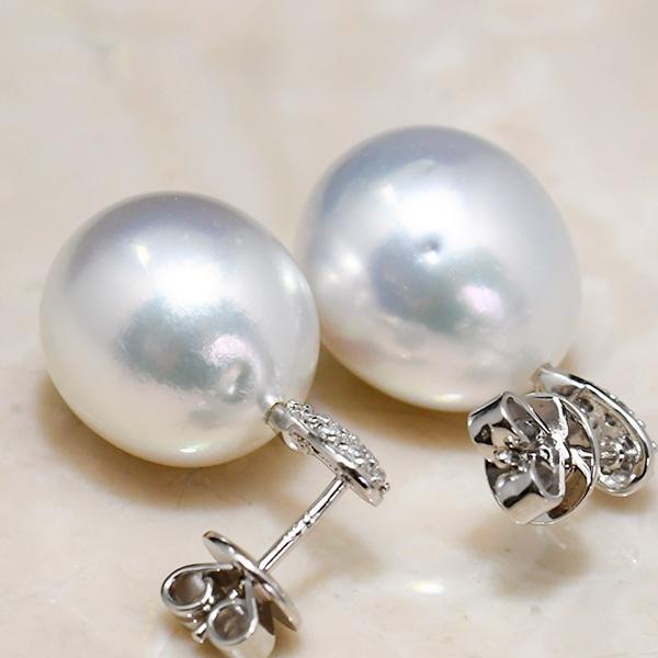 12mm 白蝶真珠 ピアス 鑑別書付き K18 WG YG パヴェピアス 母の日 