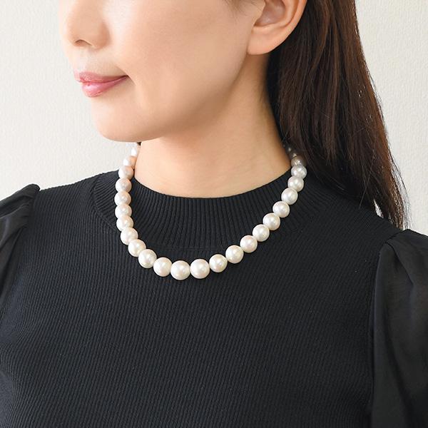 13mm ホワイト 淡水真珠 ネックレス ゴージャスなボリューム