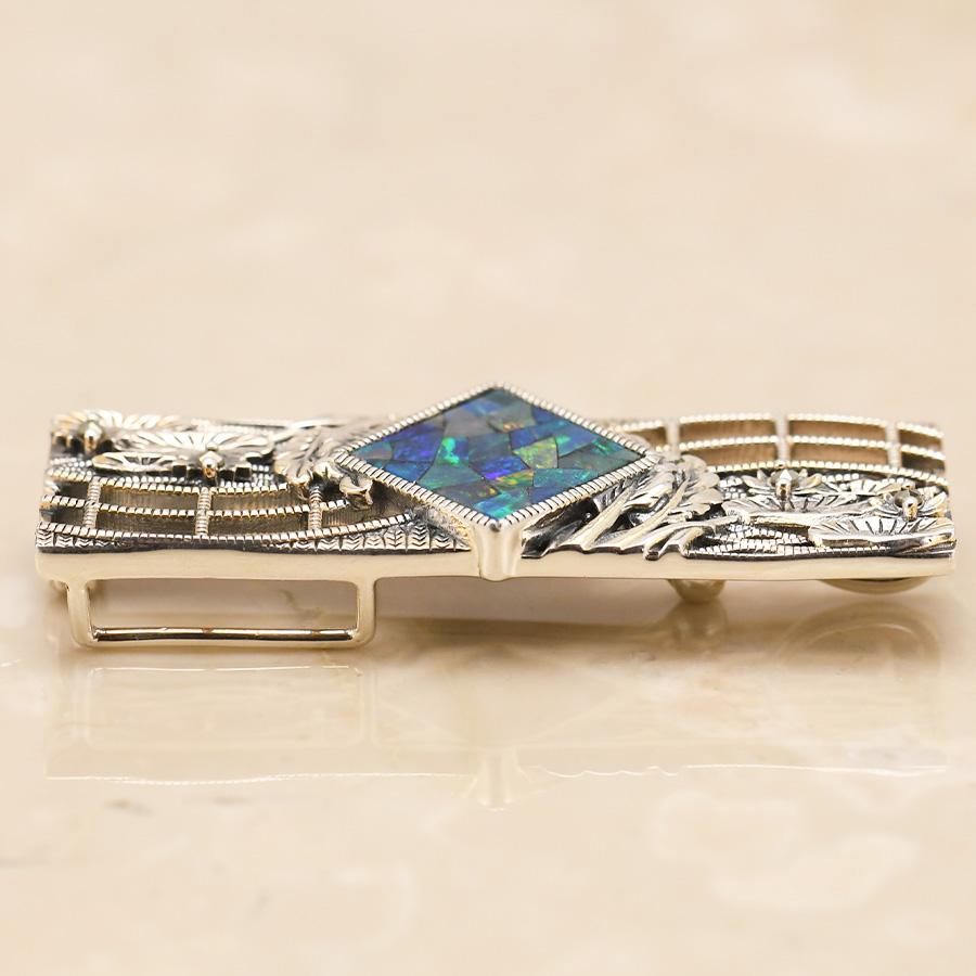 碌山 モザイクオパール モネ睡蓮ブローチペンダント RP 202C0837-TYの画像