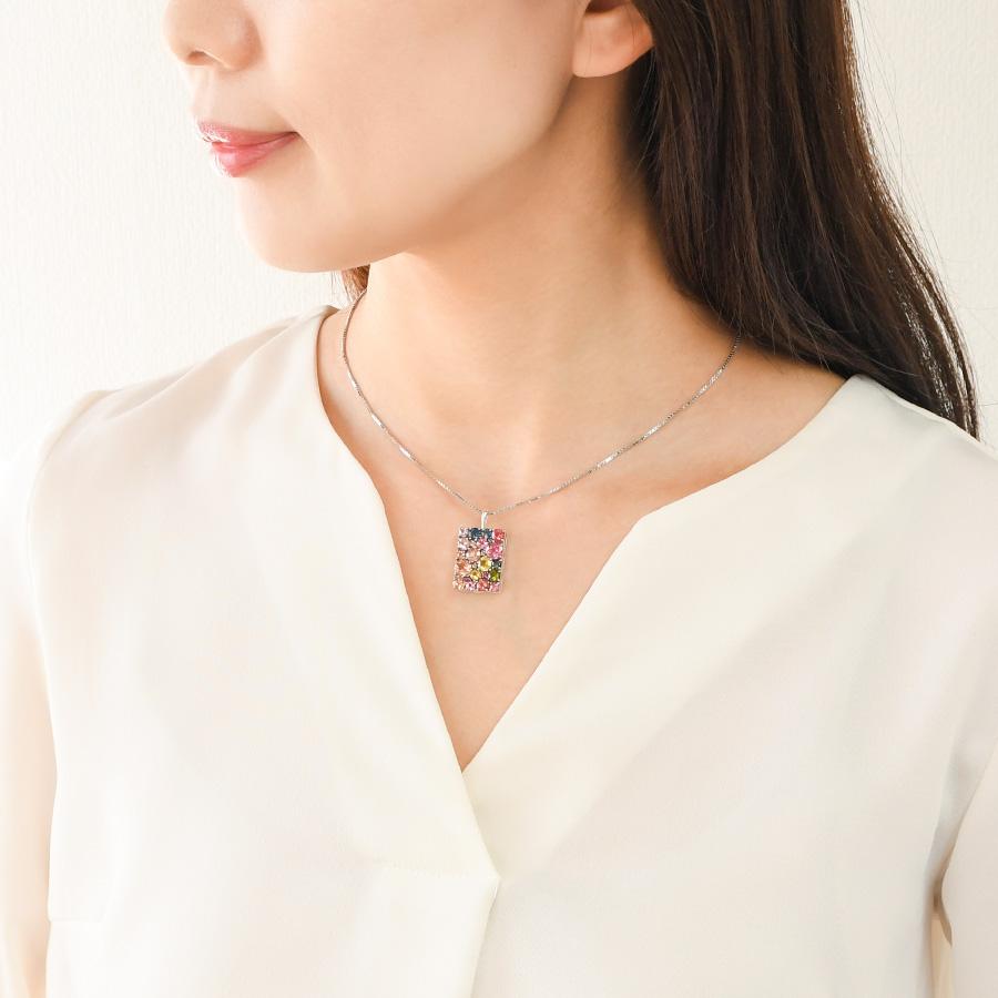 碌山×ルコリエ 別注 マルチカラー トルマリン スクエア ペンダントトップ　限定オリジナル！ 彩り豊かな輝き 202P0692-TYの画像