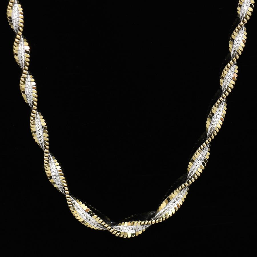 イタリ―製 ゴ―ルドネックレス スクリューチェーン イタリア製 シルバー スクリュー チェーン ゴールド＆シルバーカラー