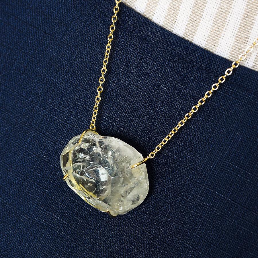 特大 ラフカット グリーンアメジスト ネックレス ゴロっとゴージャス