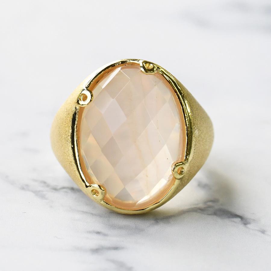 大粒 ローズクォーツ リング 煌めくチェスカット KA02 SR00509-20B-GS