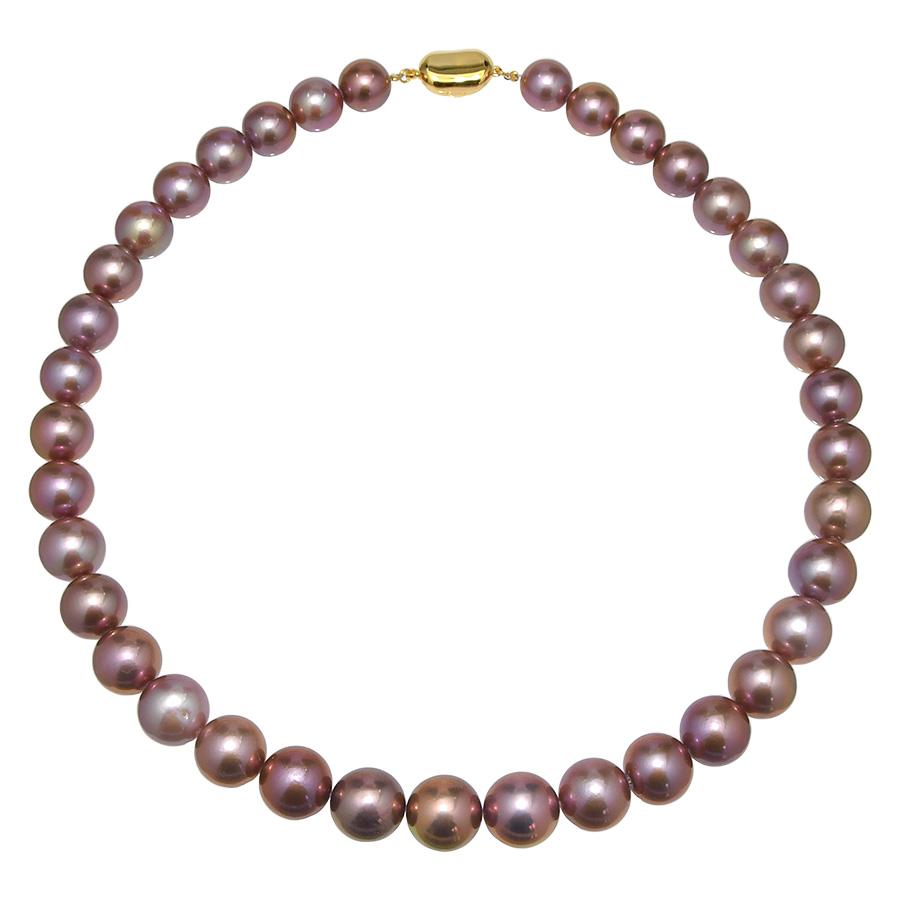 13mm ナチュラルカラー レッド 淡水真珠 ネックレス 鑑別書付 特級品質