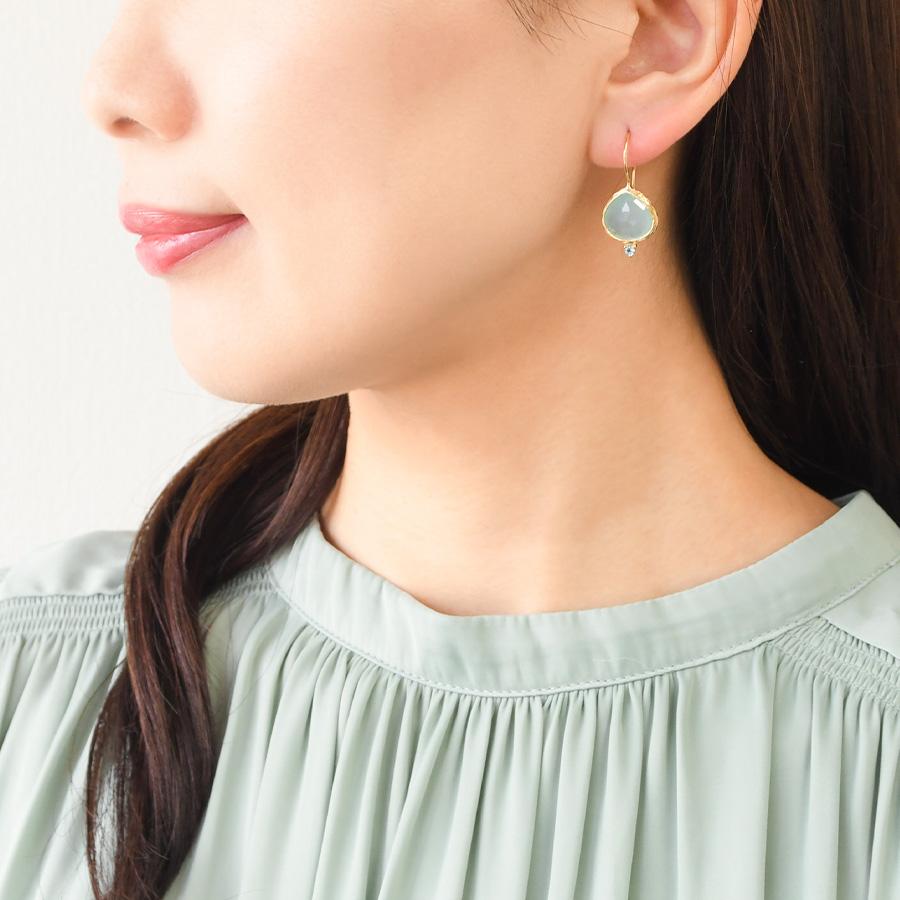 ブルー・カルセドニー ピアス(両耳用) ピアス Tribaluxe 天然石 ブルーカルセドニー 贈り物 プレゼント