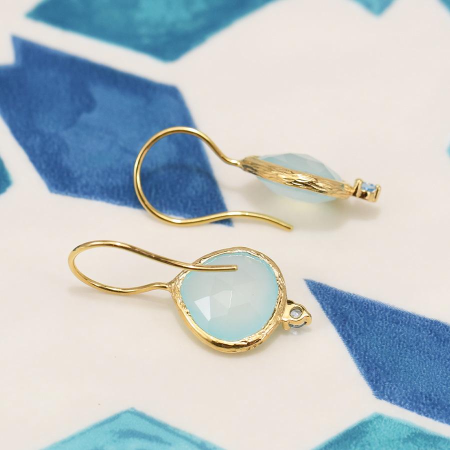 アクアカルセドニー スイスブルートパーズ ピアス : ルコリエYahoo!店