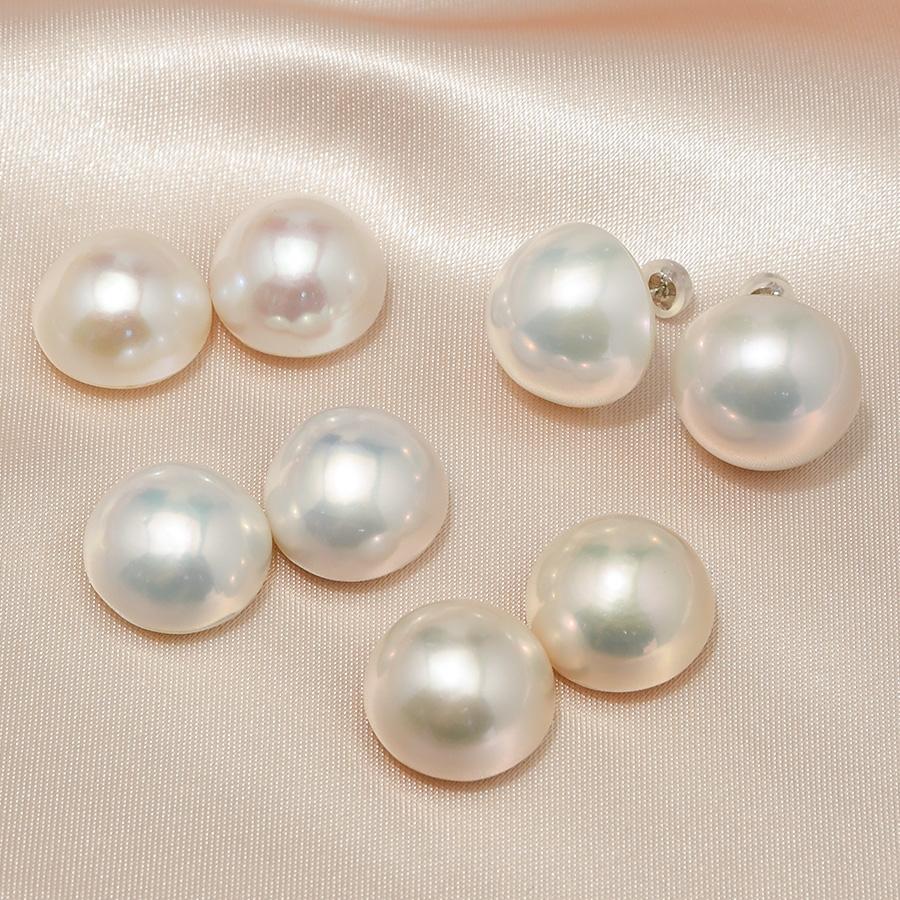 15mm 淡水真珠 ピアス イヤリング K18 K14 SV925 マベ メタリックに