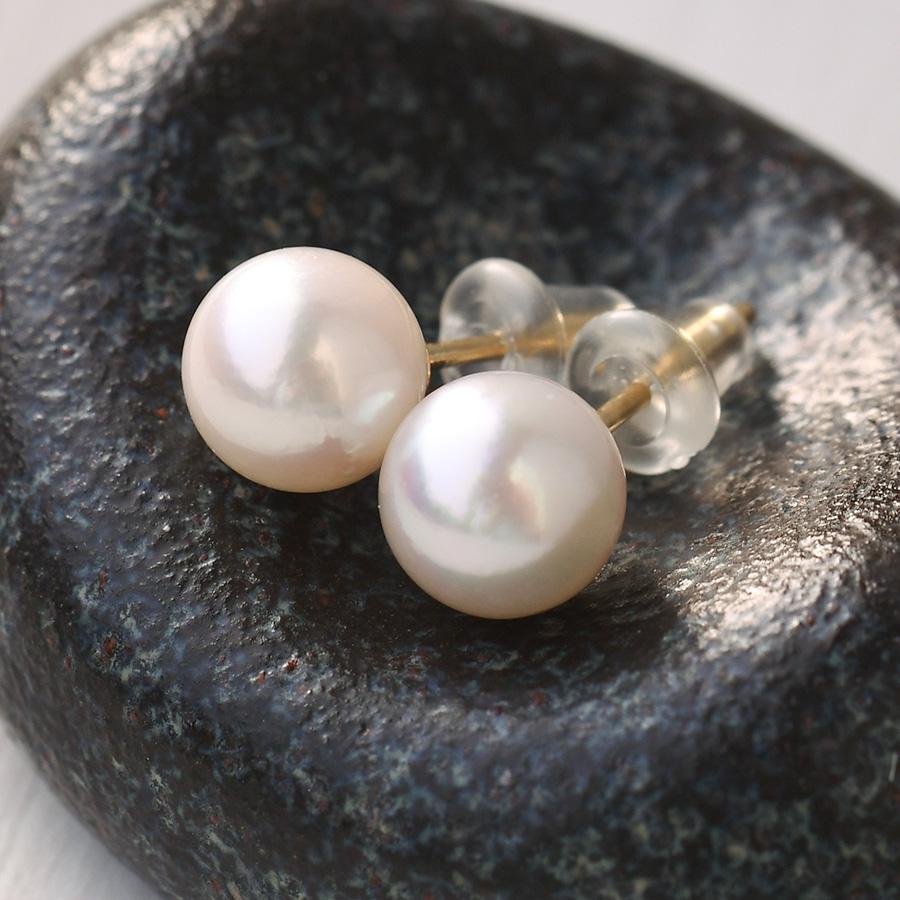 7-7.5mm アコヤ真珠 K14WG K18YG ピアス カジュアルにも使える万能