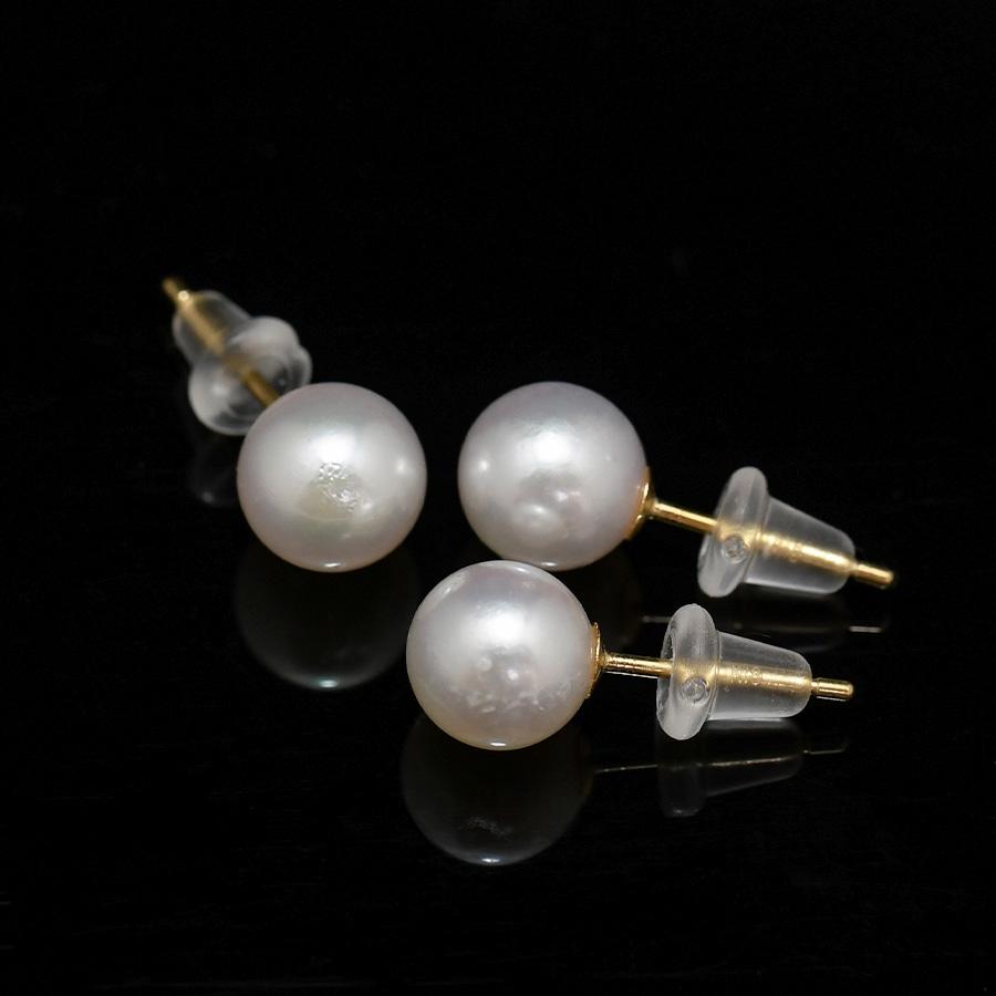 7-7.5mm アコヤ真珠 K14WG K18YG ピアス カジュアルにも使える万能