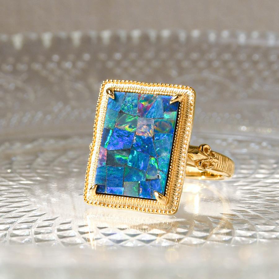 碌山 モザイクオパール リング RP 202R1053-GP-TY : ルコリエYahoo!店