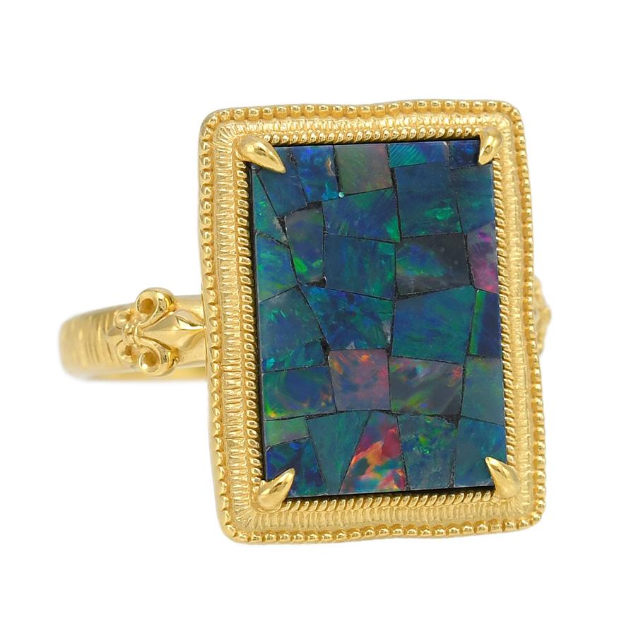 オパールリング。 碌山 モザイクオパール リング RP 202R1053-GP-TY : ルコリエYahoo!店