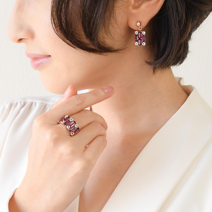 碌山 ロードライトガーネット ホワイトトパーズ リング　女性らしさをあげるフェミニンカラー RP 202R1055-PGの画像