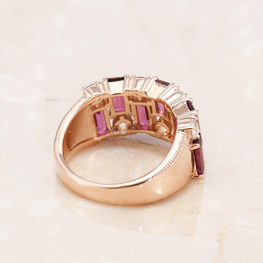 碌山 ロードライトガーネット ホワイトトパーズ リング　女性らしさをあげるフェミニンカラー RP 202R1055-PGの画像