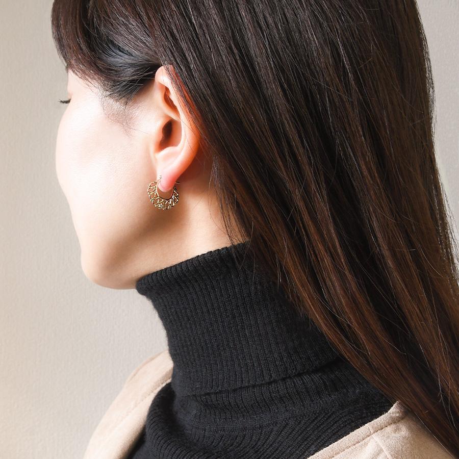 碌山 K10YG フープ ダイヤモンド ピアス　109E0215-GWの画像