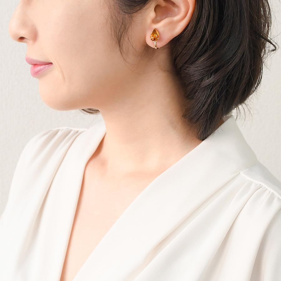 碌山 ドロップ アンバー ピアス イヤリング　つややかな琥珀の雫が愛らしい 202E0443-3-GP-TY-1 202E0443-GP-TY-1の画像