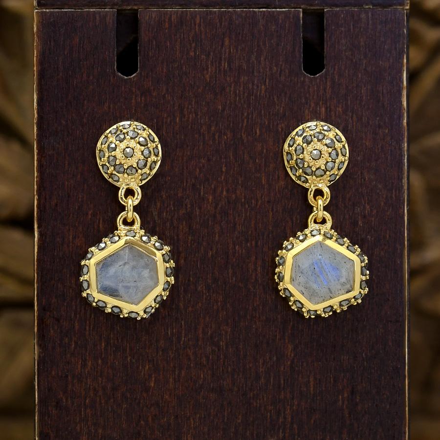 碌山 FATRAS ファトラ Monde Colonial コロニアルの世界 エキゾチック ピアス イヤリング ラブラドライト RP 802E0025-LBD-GP 802E0025-1-LBD-GPの画像