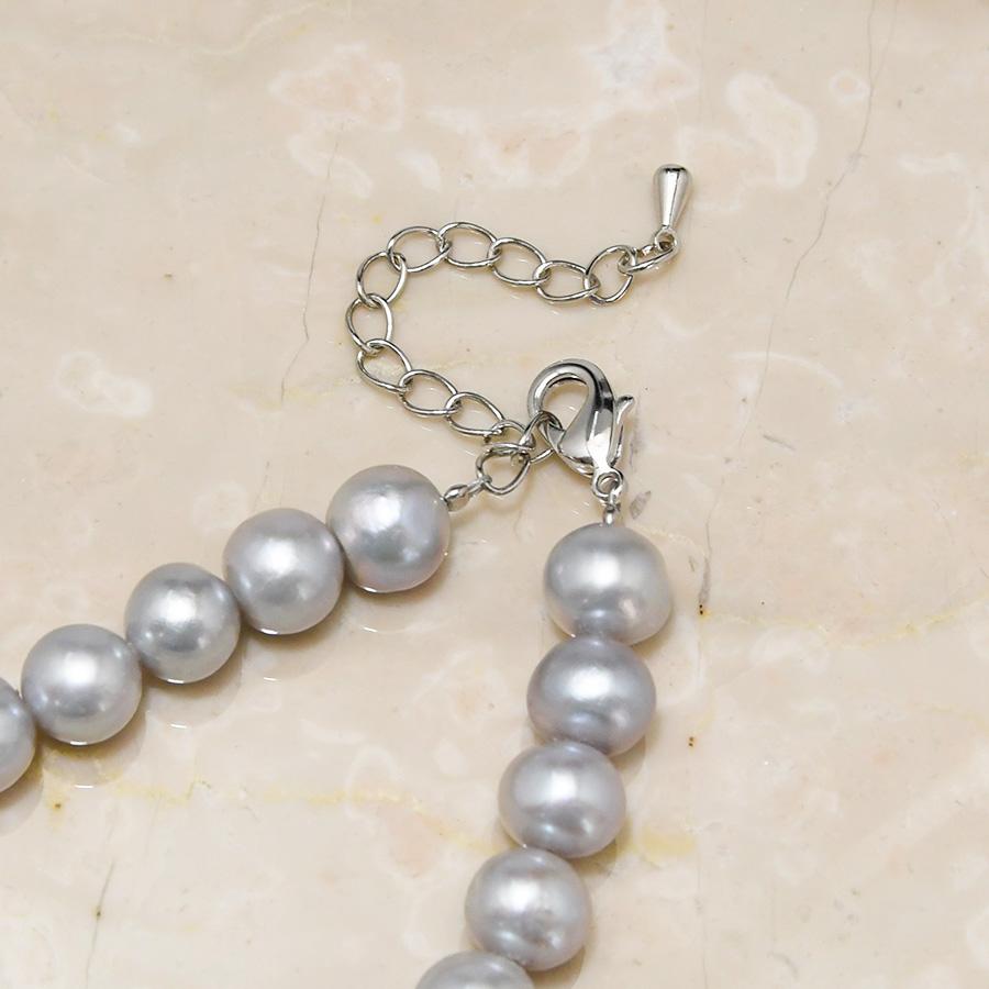 9mm グレー 淡水真珠 ネックレス 贅沢な大粒のクラシカルグレー NA11