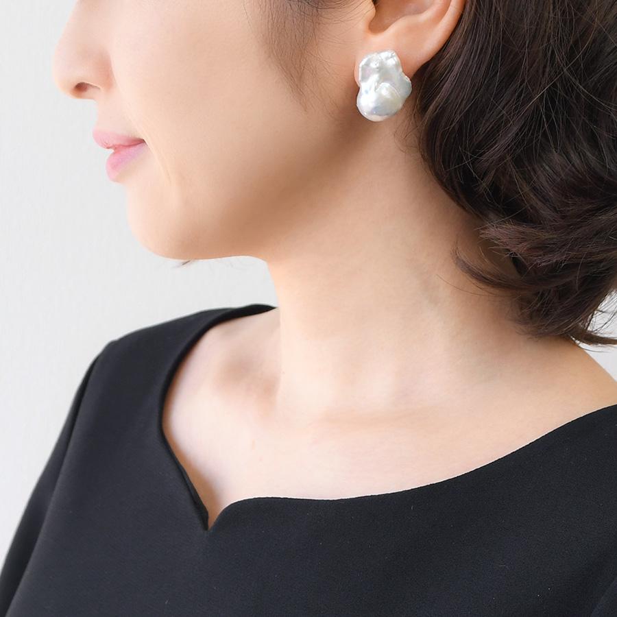 オイスター バロック パール 16-18mm 淡水真珠 スタッド ピアス オイスター バロック パール 16-18mm 淡水真珠 スタッド ピアス
