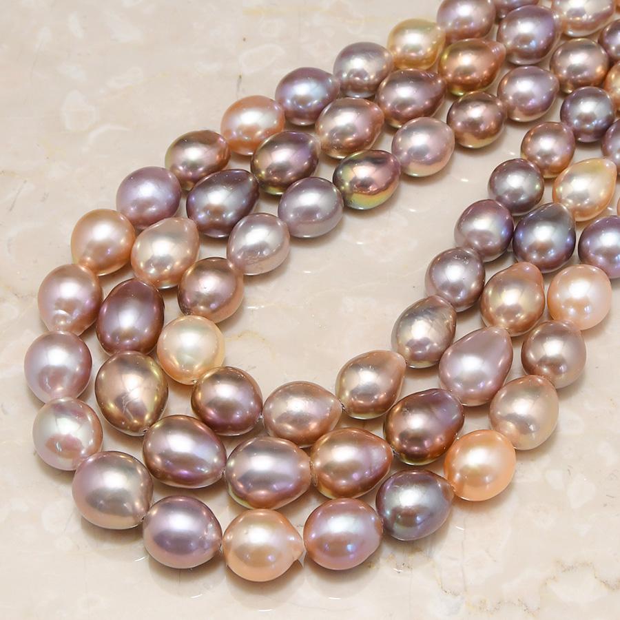 マルチカラー 11mm バロック 淡水真珠 ネックレス ナチュラルカラー