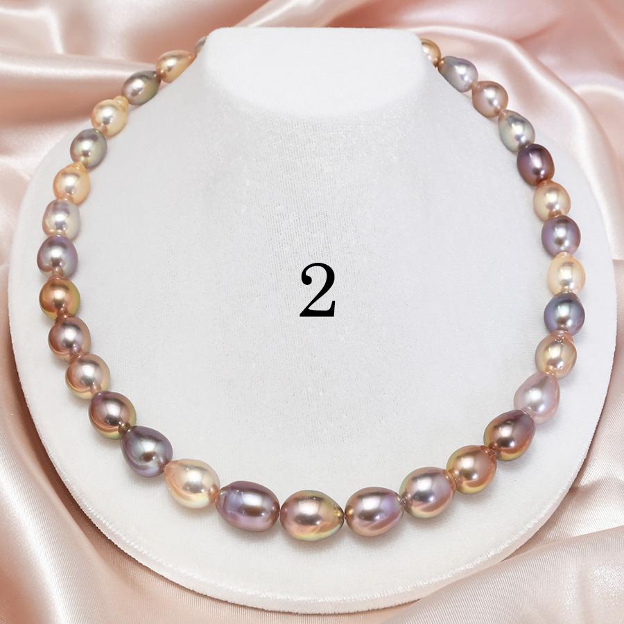 マルチカラー 11mm バロック 淡水真珠 ネックレス ナチュラルカラー