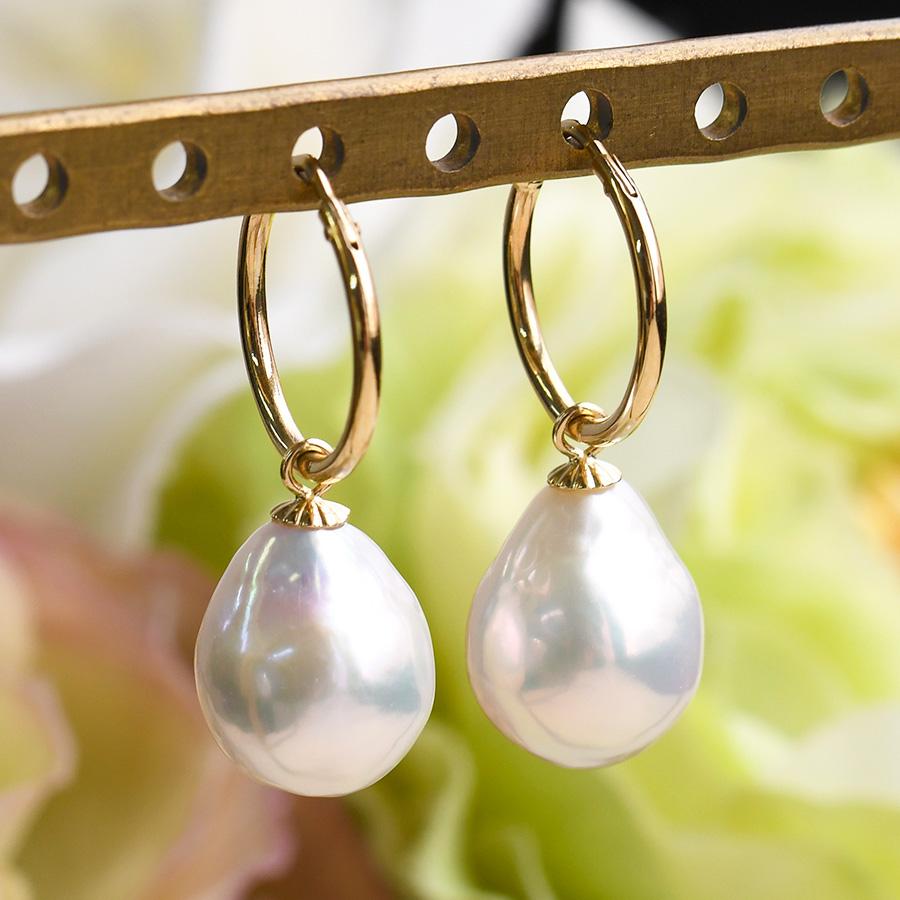 コインパール K14YG フープ ピアス 可愛いかたちの大粒真珠チャームが揺れる 取り外し可 ドロップ淡水真珠 K14YG フープ ピアス  雫がこぼれるように優雅に揺れる 取り外し可 KA67 : ルコリエYahoo!店 - 通販 - Yahoo!ショッピング