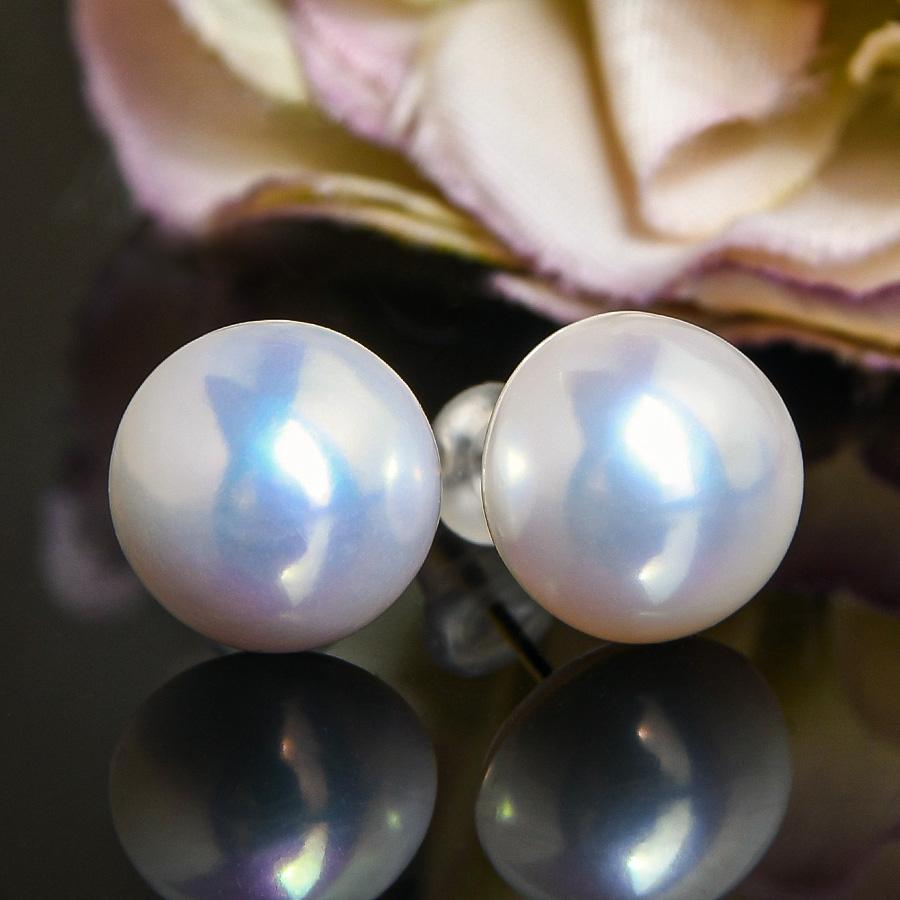 特級 10mm 淡水真珠 ピアス イヤリング マベ K14GF 最上等級 パール 
