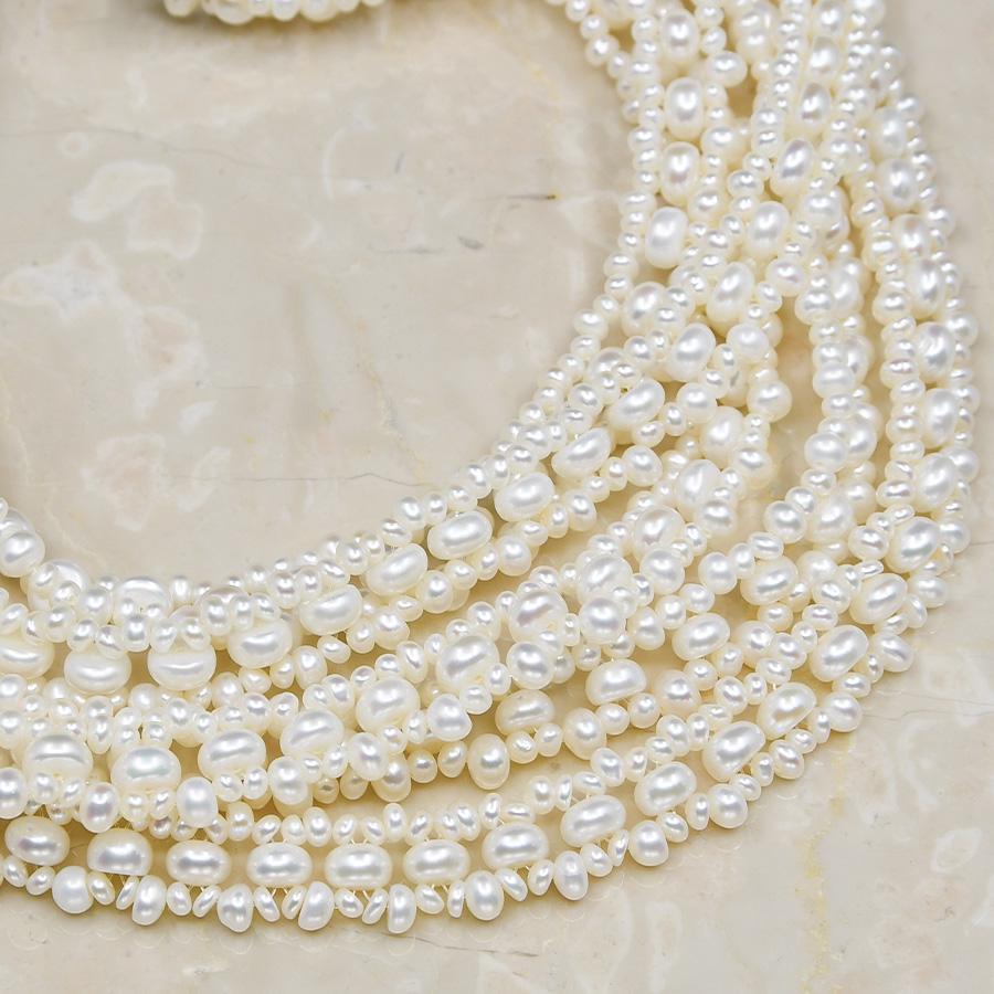 ホワイトパール リボン編み ネックレス 淡水真珠 ベビーパール 母の日