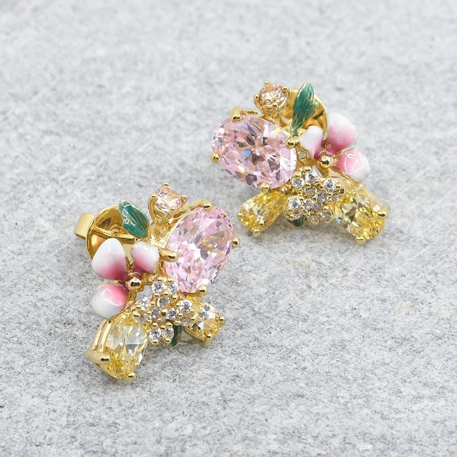 ピンク フラワー ピアス イヤリング エナメル KA18 : ルコリエYahoo!店