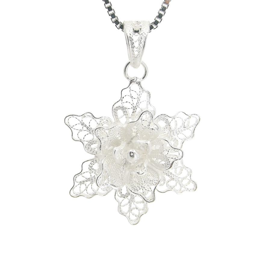 フィリグリー フラワー ペンダントトップ 美しい手仕事の繊細な銀線
