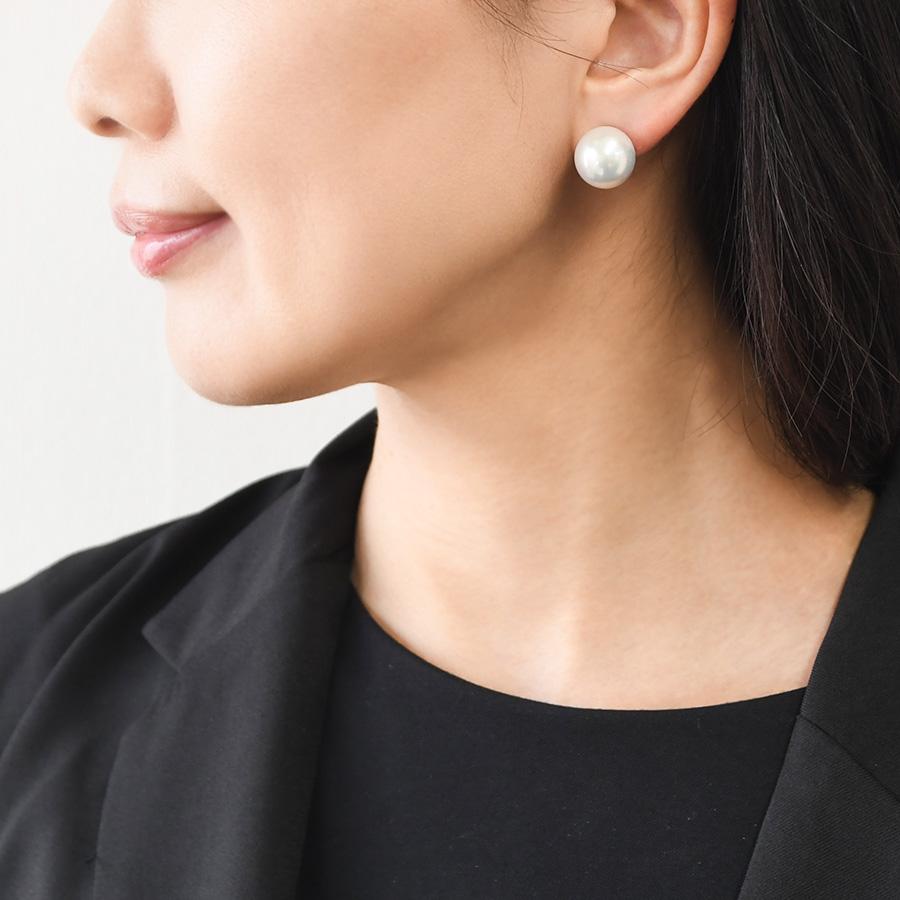 訳あり超特価 特大 14mm 淡水真珠 ピアス イヤリング 希少な超特大