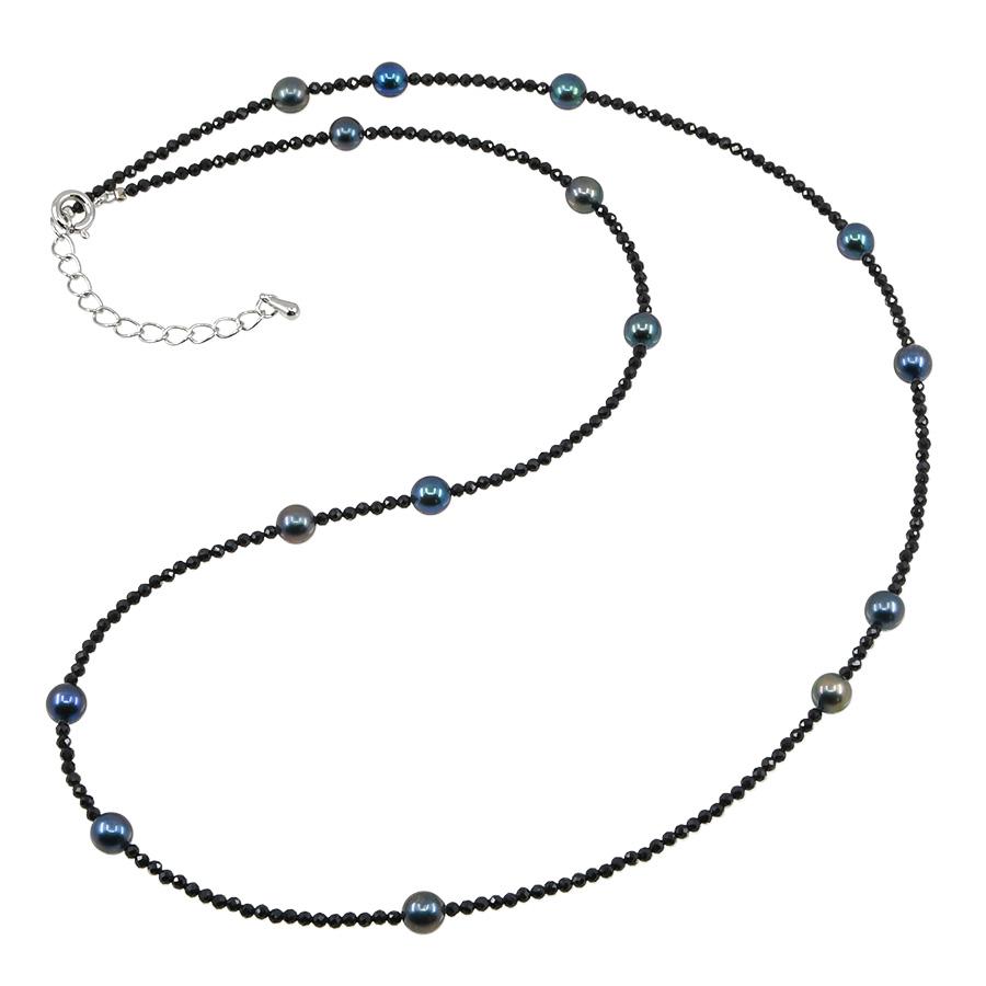 夜色 ベビーパール アコヤ真珠 ブラックスピネル 60cm ロング