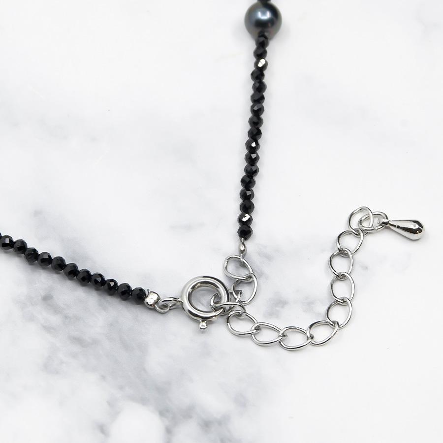 夜色 ベビーパール アコヤ真珠 ブラックスピネル 60cm ロング