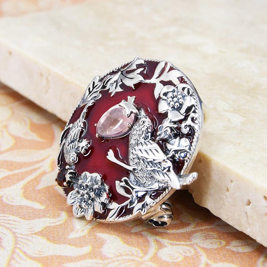 碌山 ウィリアムモリス いちご泥棒 ローズクォーツ ブローチペンダント　 国内唯一のウイリアム モリスの公式ジュエリー William Morris 405C0037-TY |  | 04