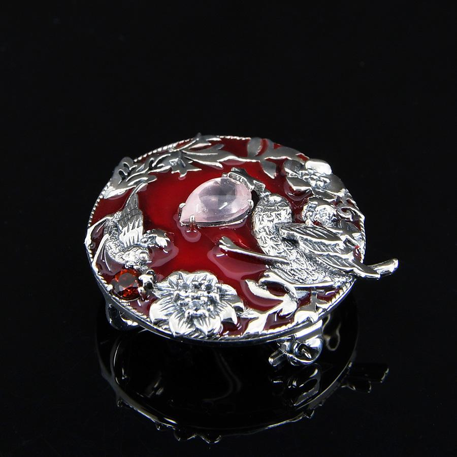 碌山 ウィリアムモリス いちご泥棒 ローズクォーツ ブローチペンダント　 国内唯一のウイリアム モリスの公式ジュエリー William Morris 405C0037-TY |  | 05