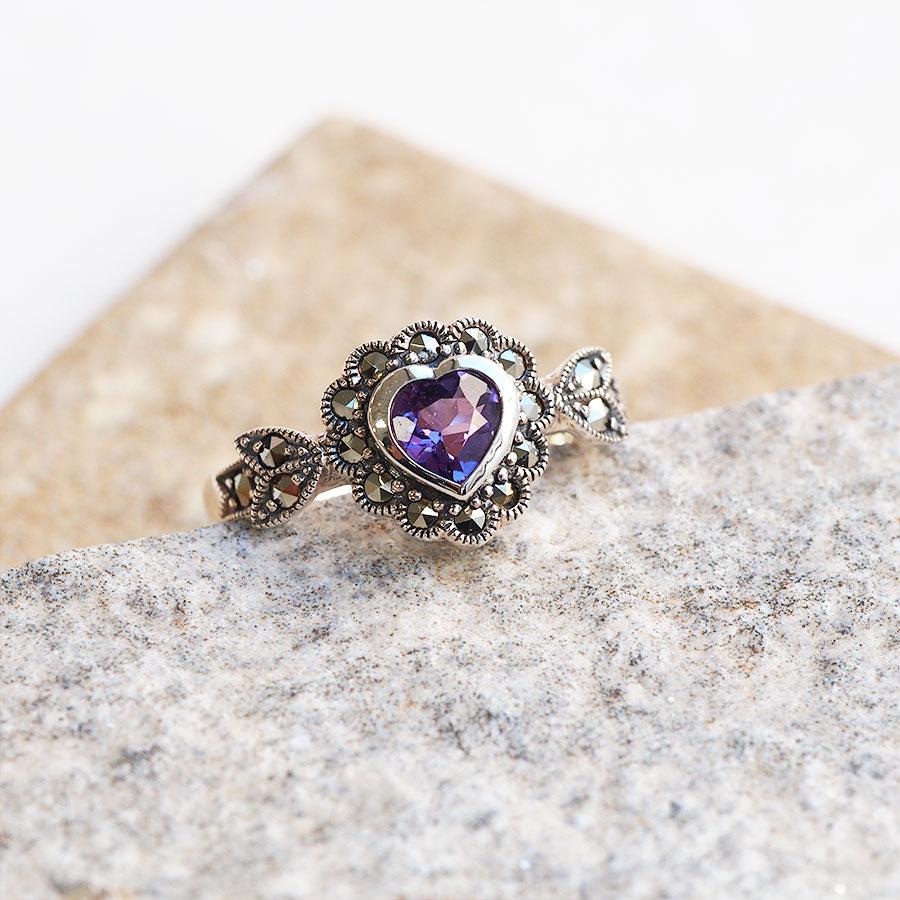 碌山 アメジスト ハート ジュエル リング 大人可愛いアメシスト RP