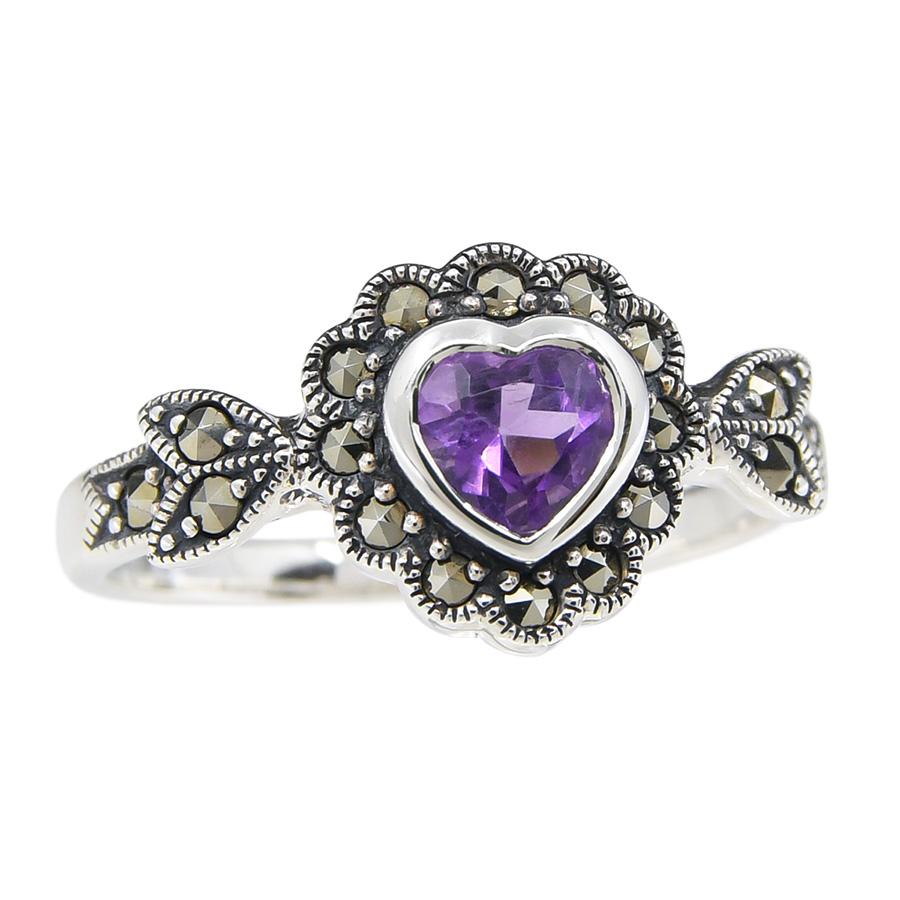 碌山 アメジスト ハート ジュエル リング 大人可愛いアメシスト RP